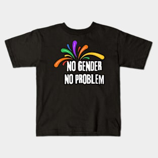 No Gender, No Problem, Pride Colorful Design Kids T-Shirt